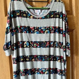 LuLaRoe Irma XL Tunic Grey with Multi Stripes